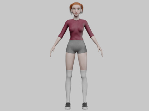Young basic woman V23446 Modelo 3D