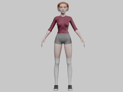 Young basic woman V23446 3D Model