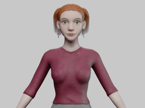 Young basic woman V23446 3D Model