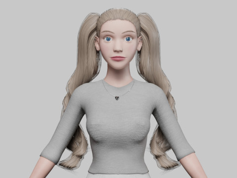 Basic cute Woman V35887 3D Model