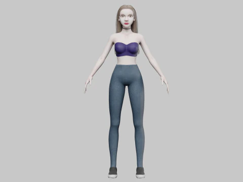 Beautiful cute Woman V29722 3D Model