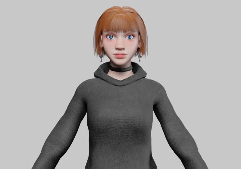 Mujer bonita de dibujos animados V32514 Modelo 3D .c4d .max .obj .3ds .fbx .stl .blend 