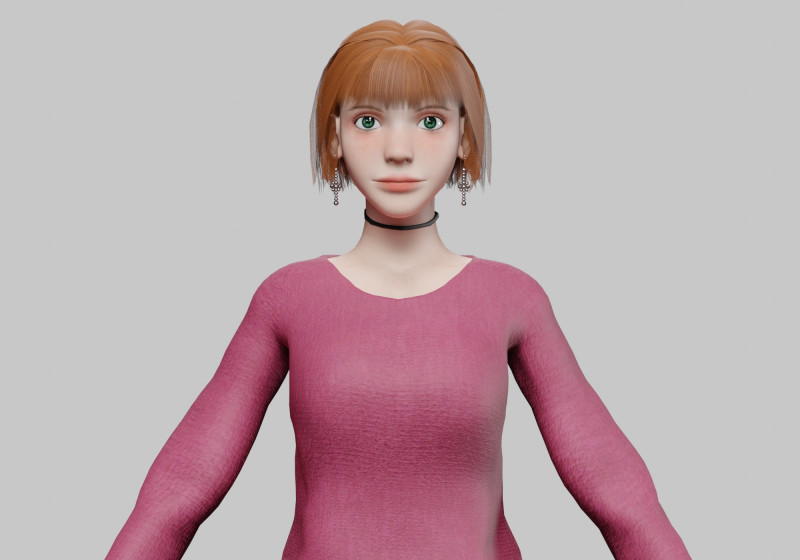 Cool cute Woman V32579 3D Model .c4d .max .obj .3ds .fbx .stl .blend 
