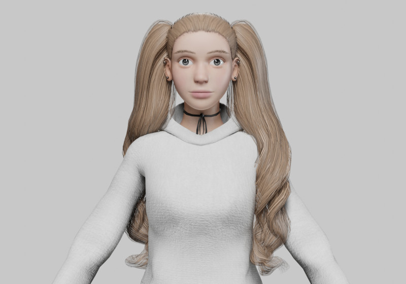 Cute Cartoon woman V35711 3D Model .c4d .max .obj .3ds .fbx .stl .blend 