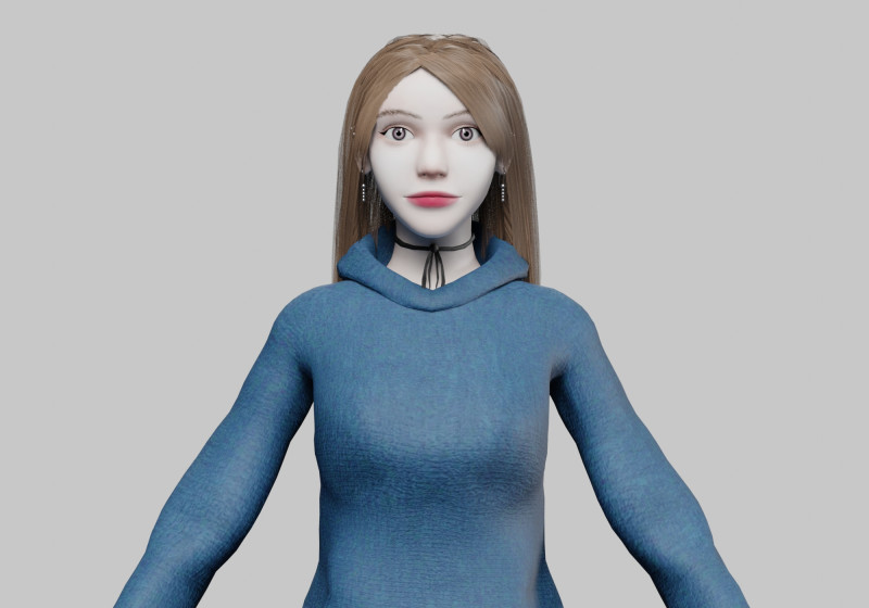 Cute cool woman V34395 3D Model .c4d .max .obj .3ds .fbx .stl .blend 