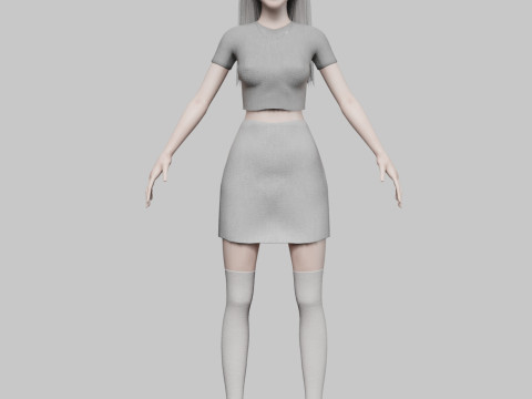 Cute stylized woman V31129 Modello 3D