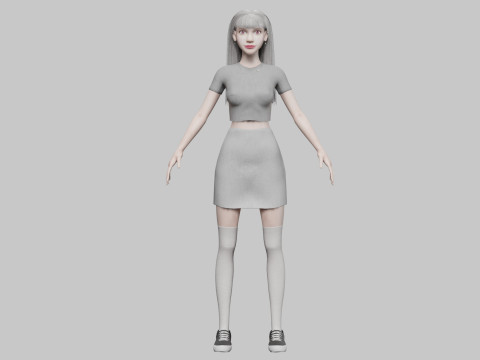Cute stylized woman V31129 Modello 3D
