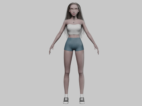 Cute teen woman V31354 3D 模型