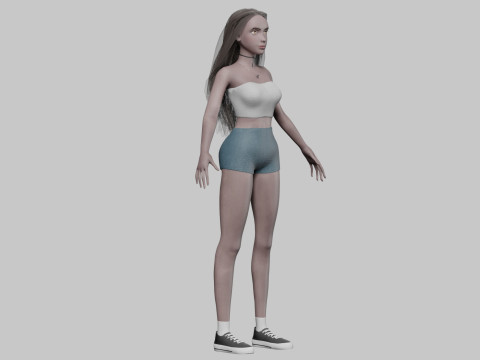 Cute teen woman V31354 3D 模型