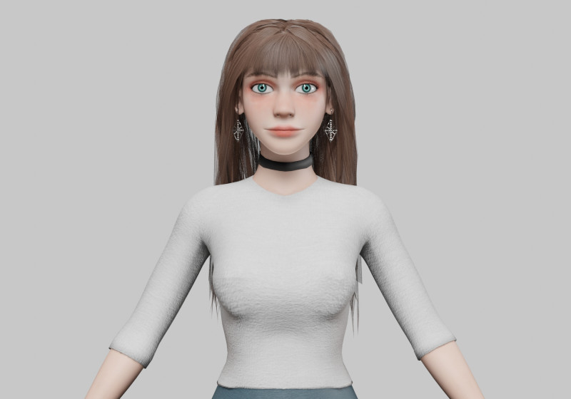 Cute Young Woman V34330 3D 모델 .c4d .max .obj .3ds .fbx .stl .blend 