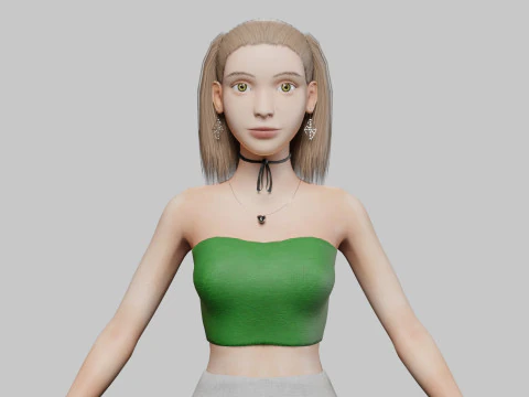 예쁜기본여자 V24435 3D 모델