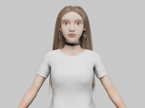 H&uuml;bsche Teenager-Frau V35253 3D Modell