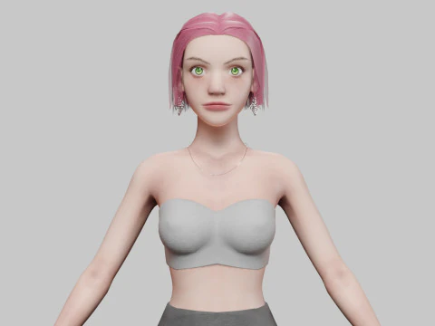 양식화된 예쁜 여자 V30878 3D 모델