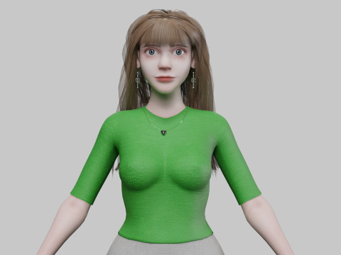 Basic cute Woman V33012 3D 模型