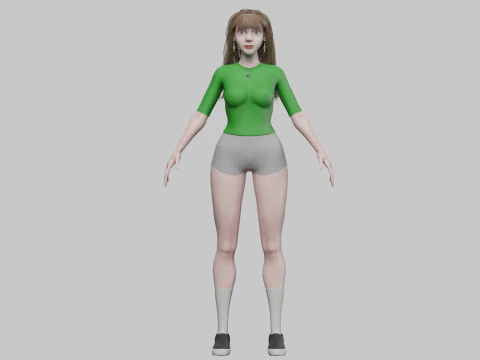 Basic cute Woman V33012 3D Model