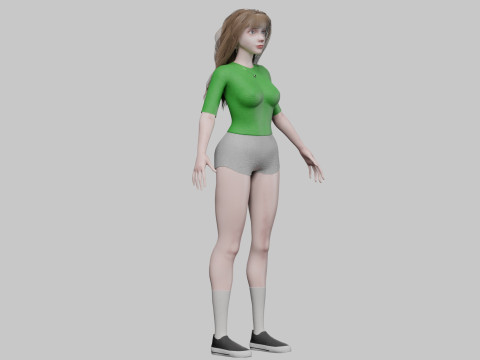 Basic cute Woman V33012 3D 모델