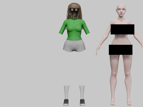 Basic cute Woman V33012 3D Model
