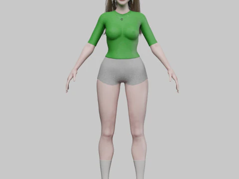 Basic cute Woman V33012 3D Model