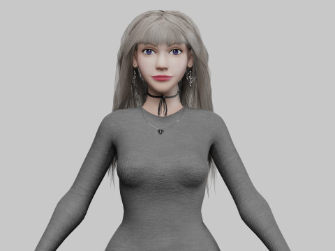 Beautiful cute Woman V30757 3D Model