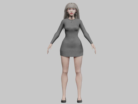 Beautiful cute Woman V30757 3D Model