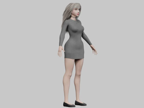 Beautiful cute Woman V30757 3D Model
