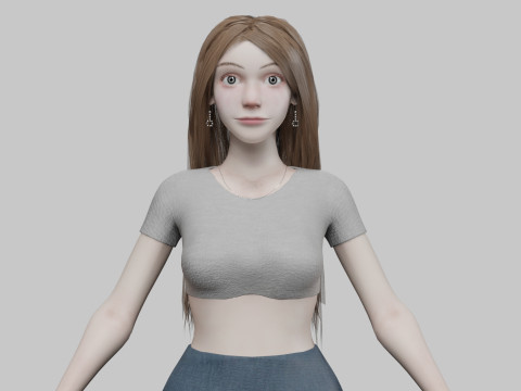 Cartoon cute Woman V34685 3D-Modell
