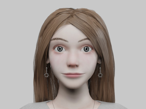 Cartoon cute Woman V34685 3D Model