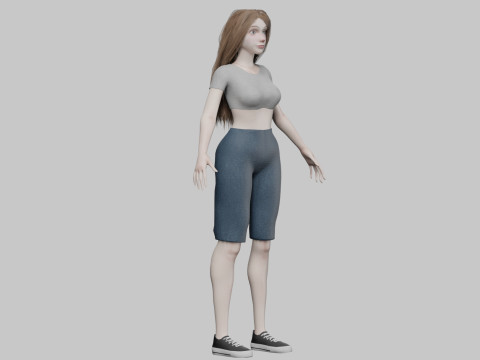 Cartoon cute Woman V34685 3D Model