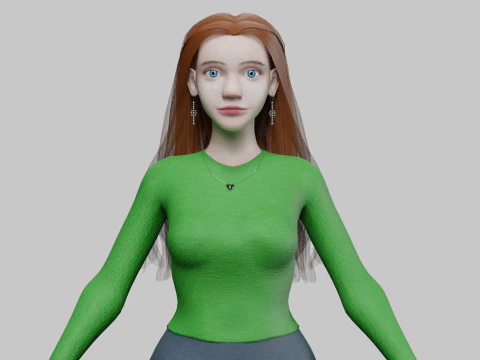 Cartoon mooie vrouw V36241 3D Model