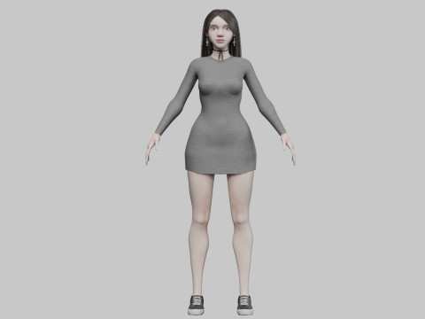Classic cute Woman V35251 Modèle 3D