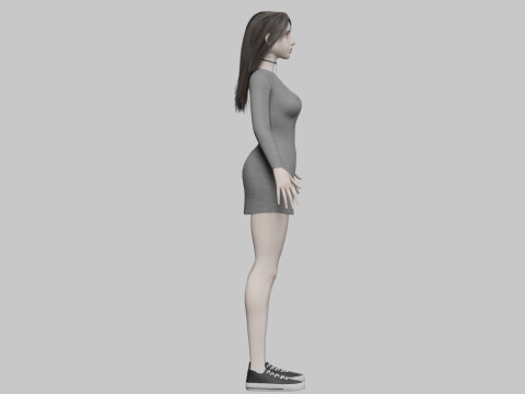 Classic cute Woman V35251 Modèle 3D