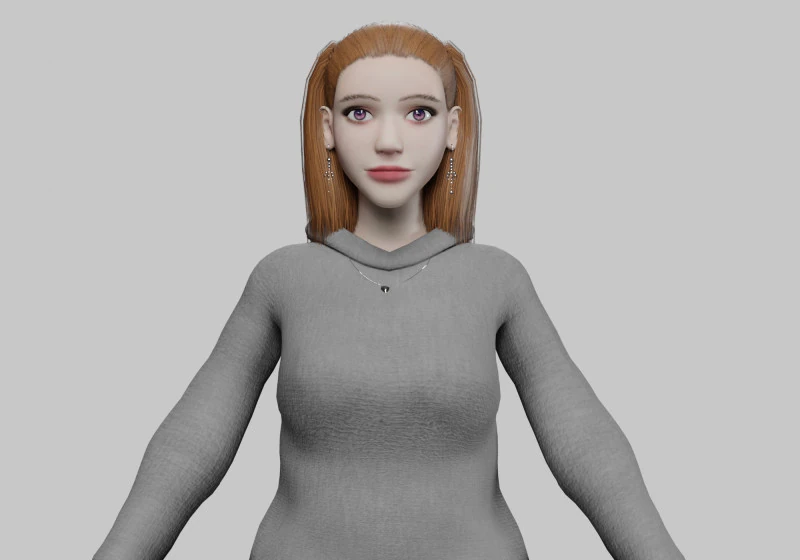 Крутая милая женщина V24163 3D Модель .c4d .max .obj .3ds .fbx .stl .blend