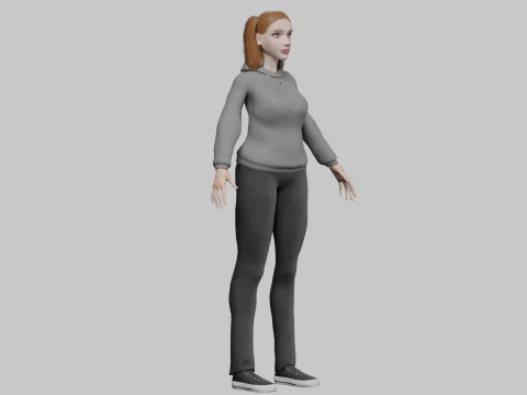 Крутая милая женщина V24163 3D Модель