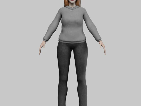 Крутая милая женщина V24163 3D Модель