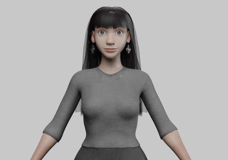 Cute Basic Woman V33878 3D Модель .c4d .max .obj .3ds .fbx .stl .blend 