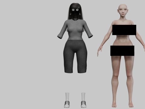 Cute Basic Woman V33878 3D Модель