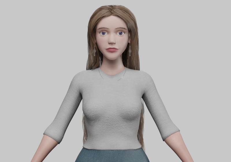 Cute Cartoon woman V37468 3D Model .c4d .max .obj .3ds .fbx .stl .blend