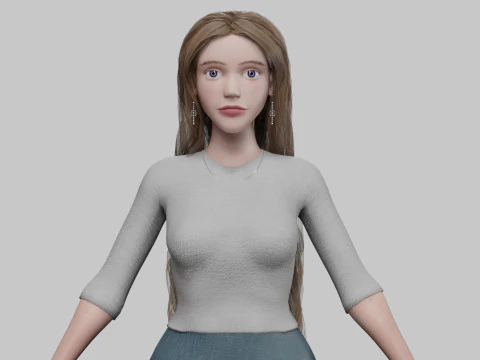 Mulher fofa de desenho animado V37468 Modelo 3D