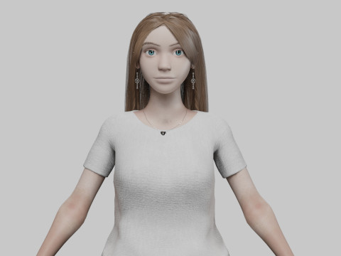 Cute cool woman V34434 3D Model