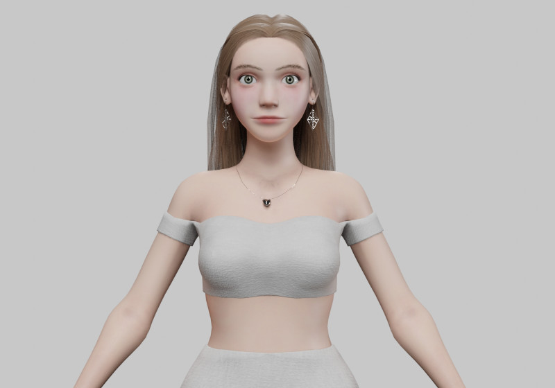 Cute teen woman V31862 3D Model .c4d .max .obj .3ds .fbx .stl .blend 