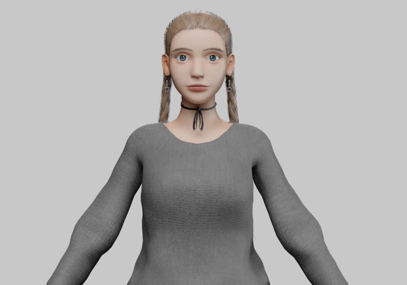 Pretty stylized woman V30550 3D Модель .c4d .max .obj .3ds .fbx .stl .blend 
