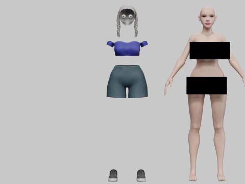 Stylized cute Woman V24440 3D Model