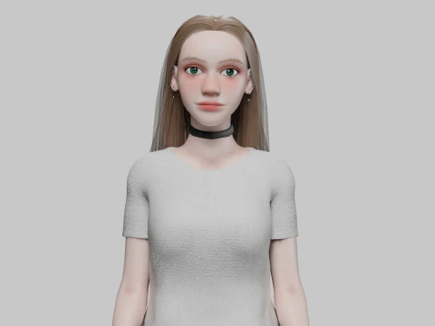 Mulher fofa de desenho animado V31427 Modelo 3D