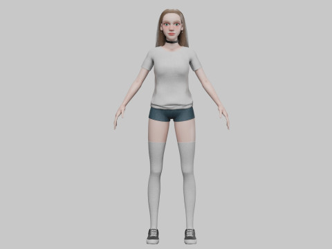 Cartoon cute Woman V31427 3D Model