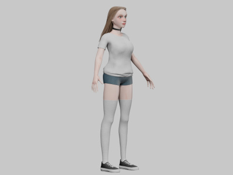 Cartoon cute Woman V31427 3D Model