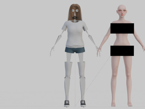 Cartoon cute Woman V31427 3D Model