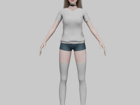 Cartoon cute Woman V31427 3D Model