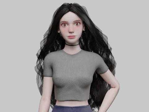 Cartoon Pretty Woman V38406 3D Model