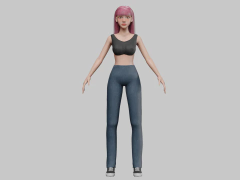 Cute Beautiful woman V29403 3D Model