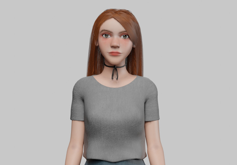 Cute Cartoon woman V35320 3D Model .c4d .max .obj .3ds .fbx .stl .blend 